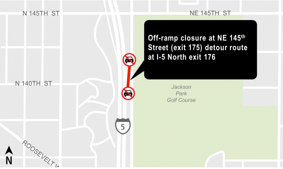 Map of I-5 right lane closure.