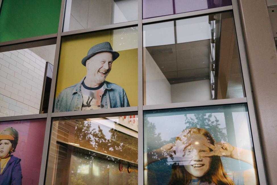 A picture of Jim O'Halloran is featured on the Roosevelt Station windows as part of the celebration of the Roosevelt community. 