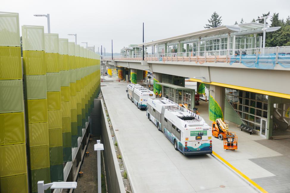 A light rail station in Bellevue is under construction.