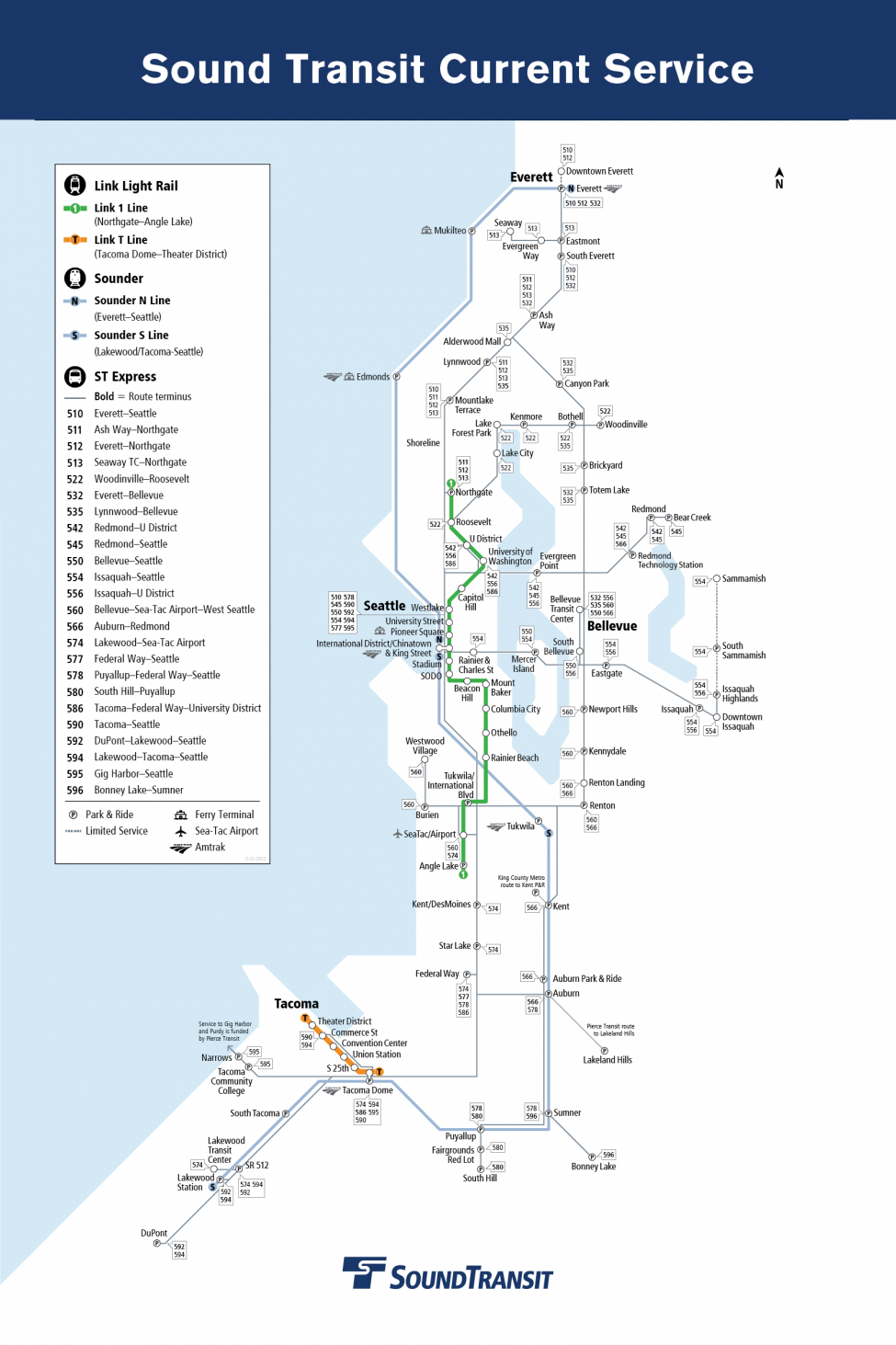 Sound Transit Light Rail Map Service Maps | Sound Transit