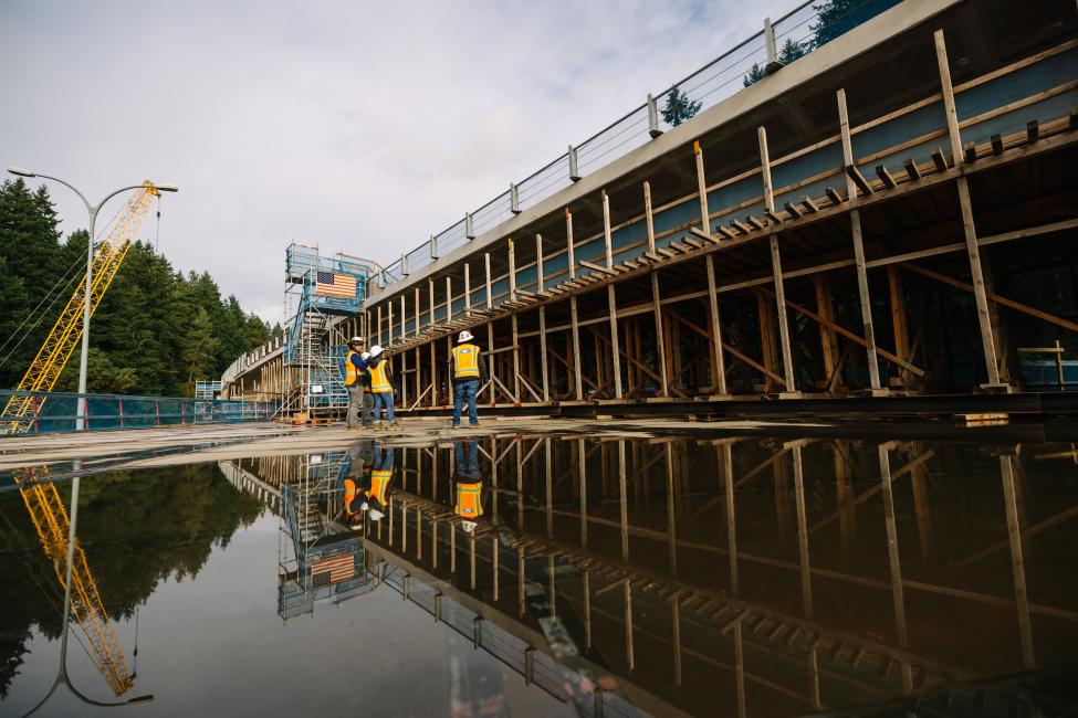 Construction photo of Mountlake Terrace Station, Background homepage March 2022