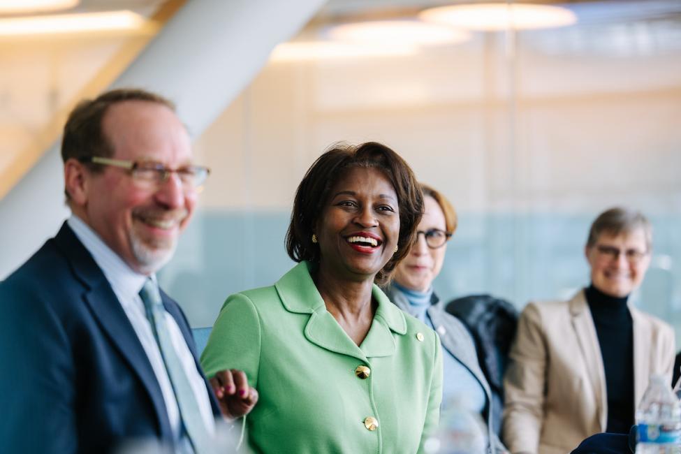 ​  FTA Administrator Nuria Fernandez and members of the Sound Transit executive leadership team share a laugh.  ​