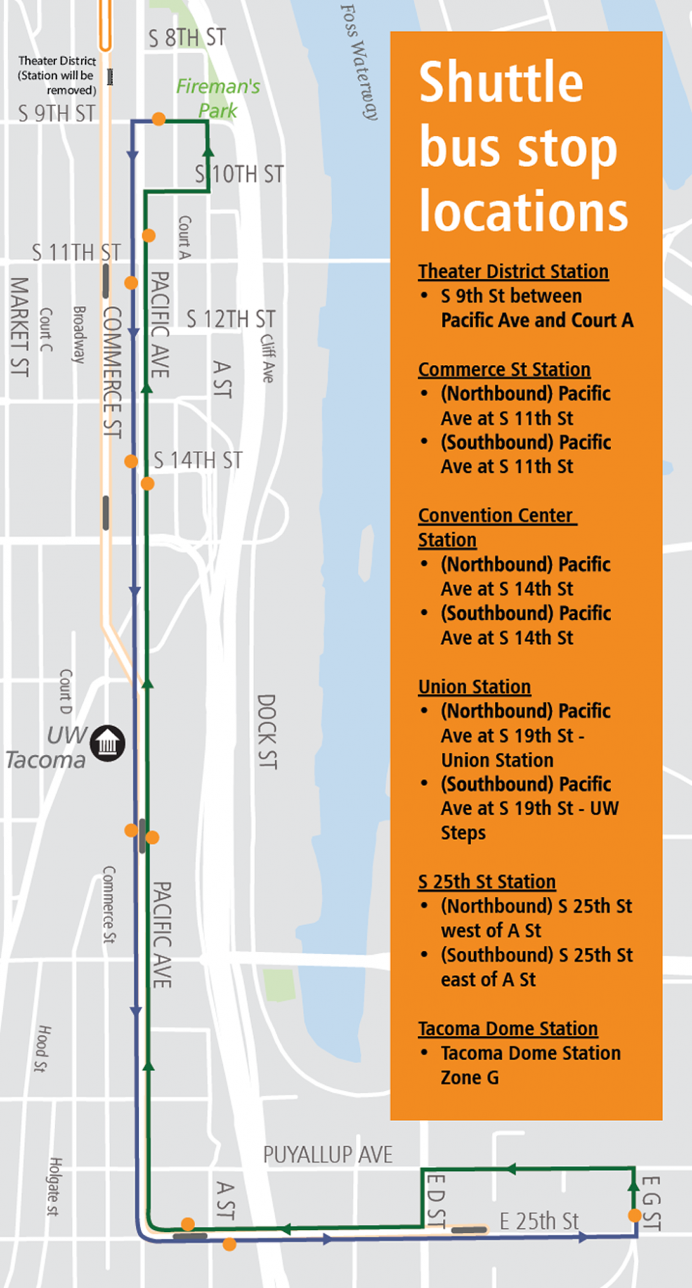 Map image for T-Line closure and shuttle information