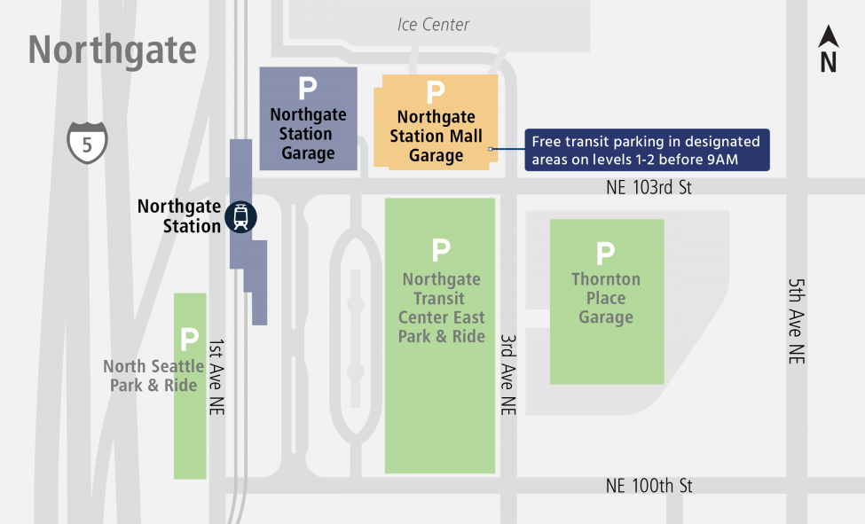 Map for Northgate Mall Garage Parking area
