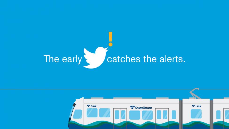A graphic of a Link train. Text reads 'The early [bird icon] catches the alerts.'
