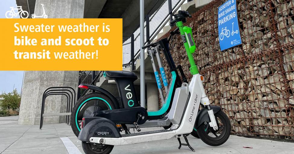 A scooter and bike parking area at Northgate Station.