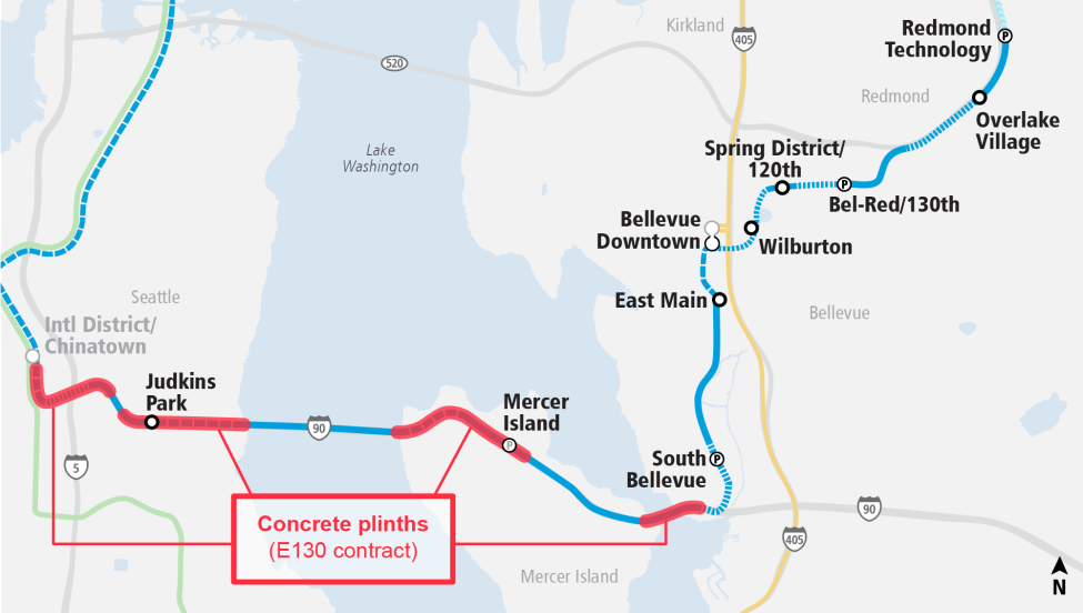 A map of the East Link Extension.