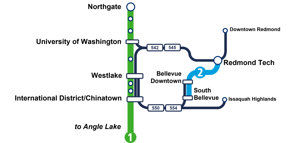 A map of the East Link starter line. 
