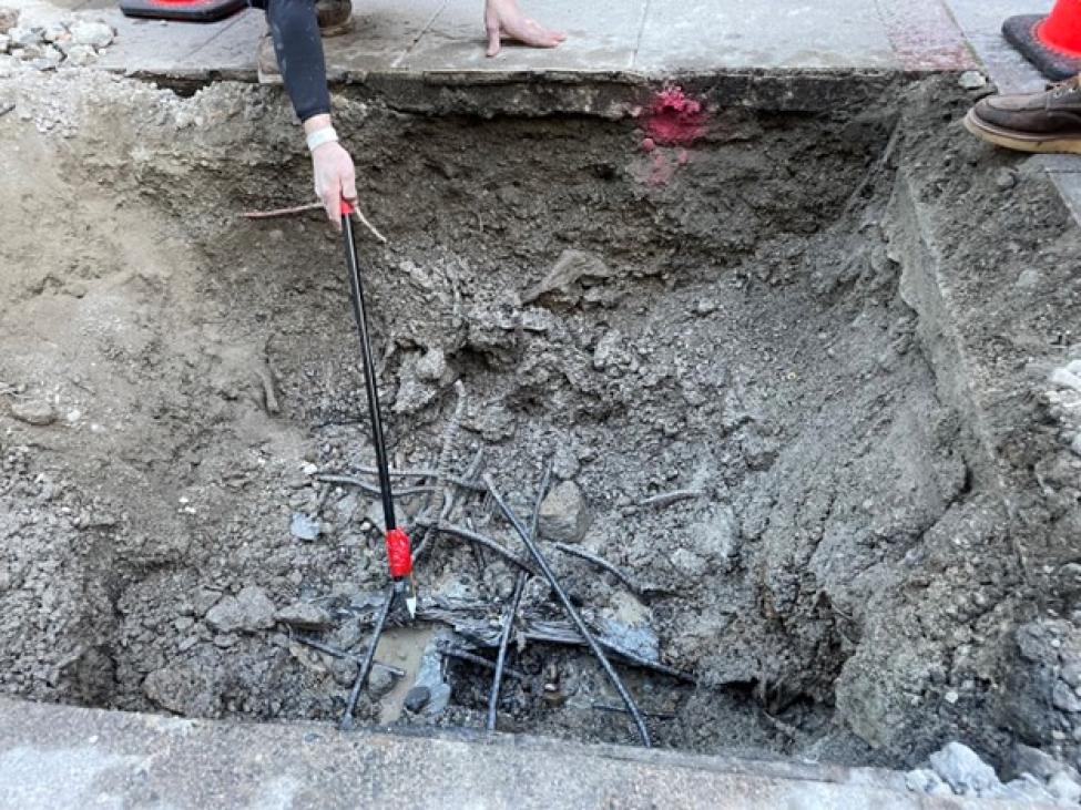 Broken rebar is shown, as well as a removed girder