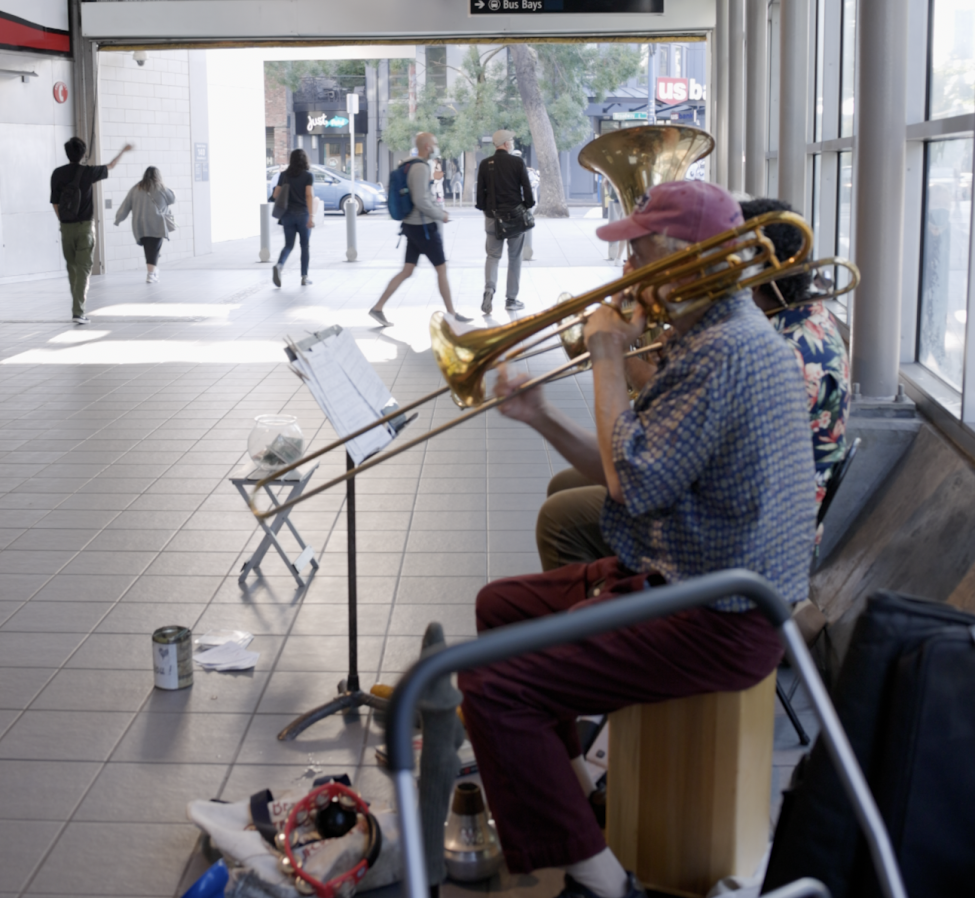 A group of buskers play at Capitol Hill Station