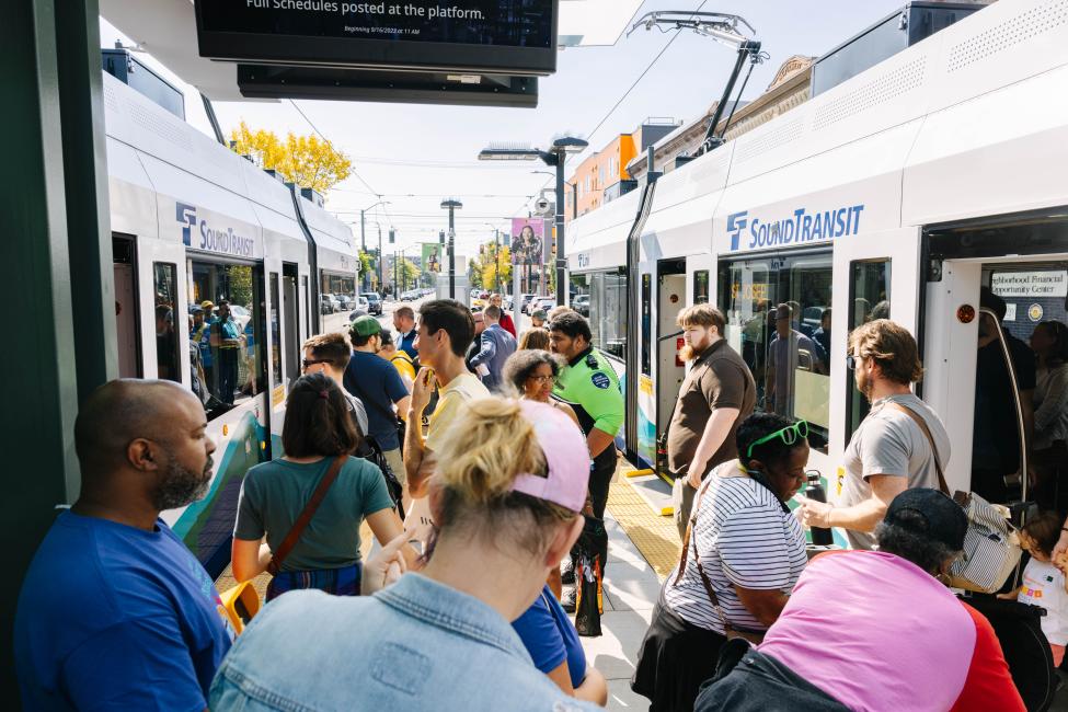 Passengers boarding T Line