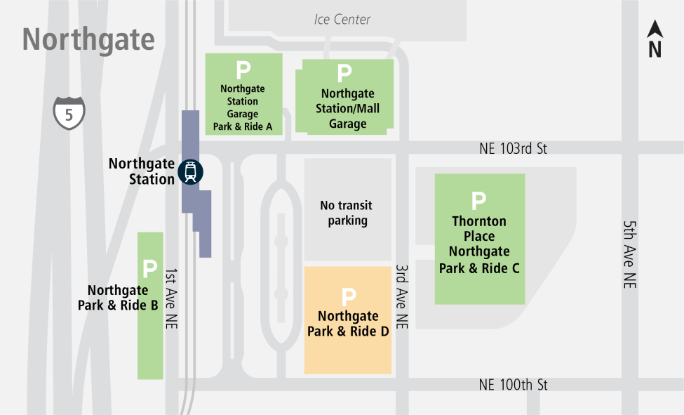 Map indicating Northgate Park-and-Ride D