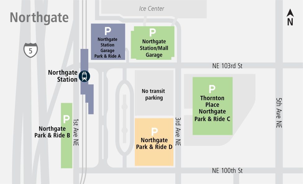 Map indicating Northgate Park-and-Ride D