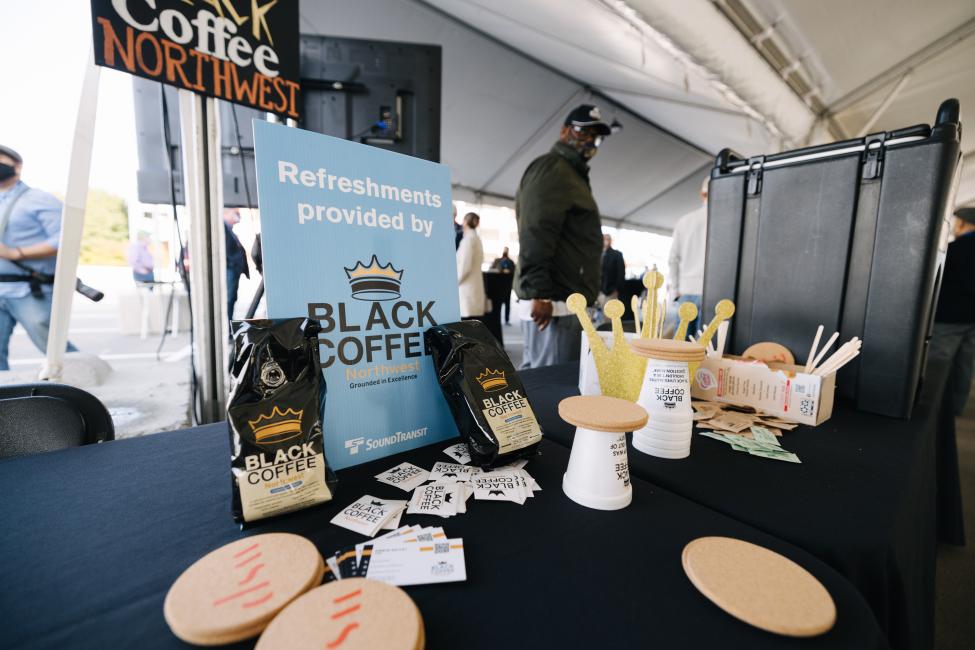 Black Coffee NW has been a supporter of Sound Transit for years. They passed out coffee for the Northgate opening preview ride.