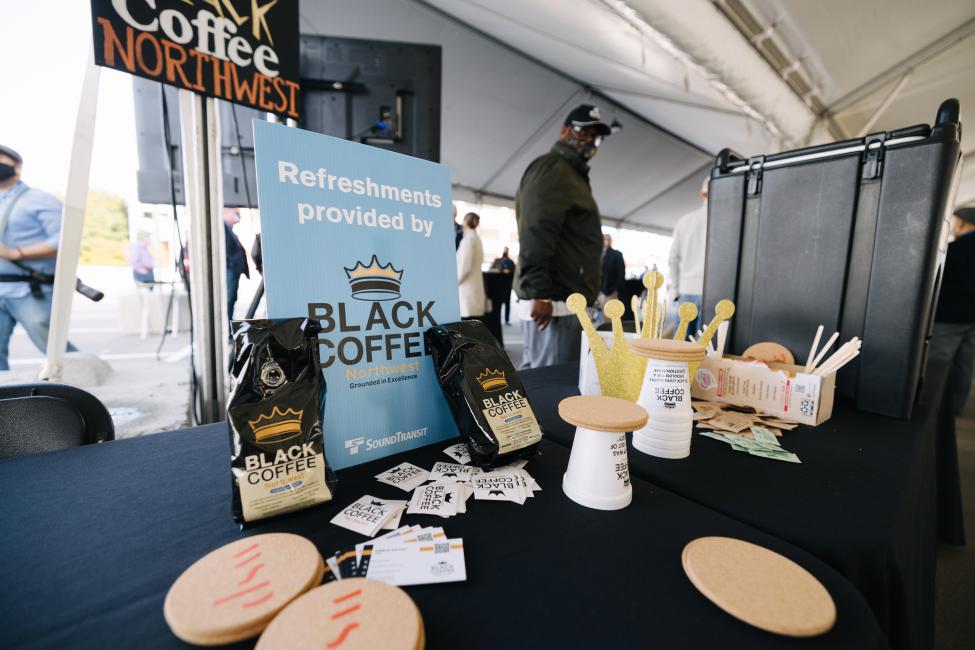 Black Coffee NW has been a supporter of Sound Transit for years. They passed out coffee for the Northgate opening preview ride.