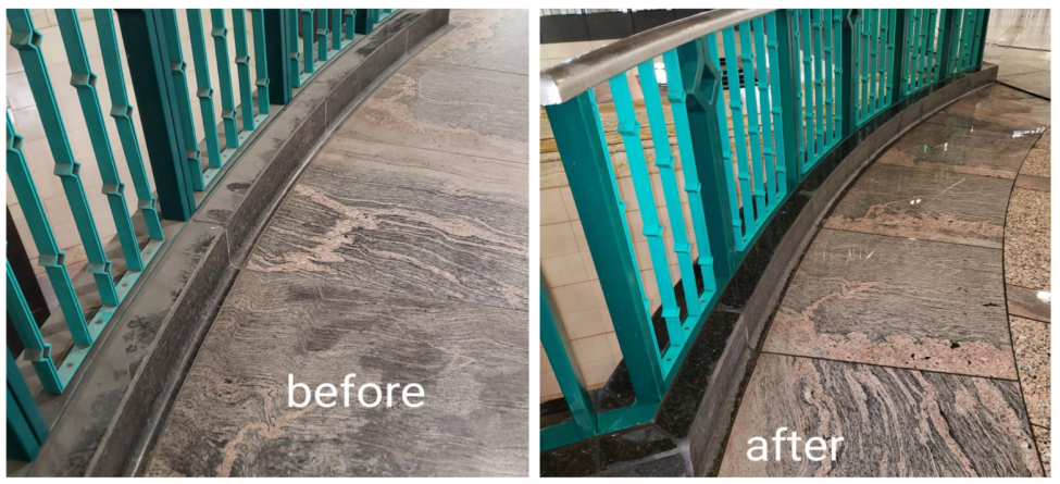 The floors of Westlake Station in before and after photos