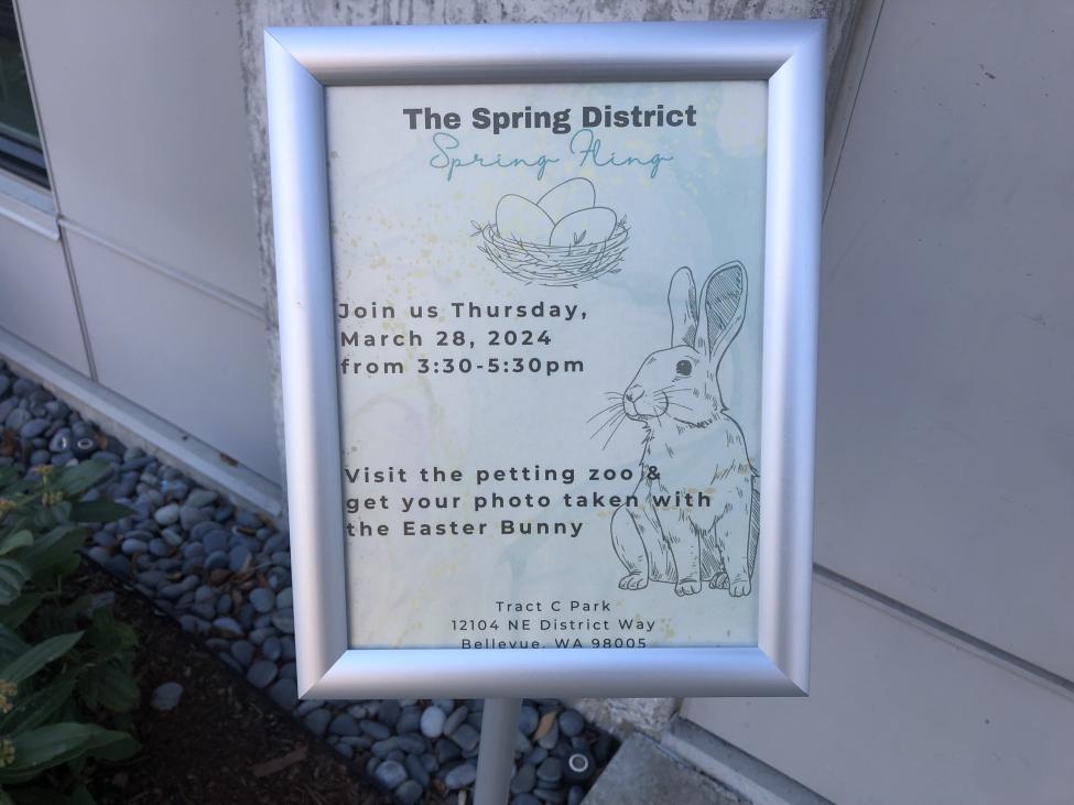 Advertisement for Spring District's "Spring Fling" on March 28th.