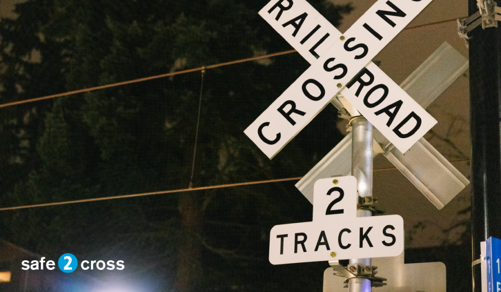 A railroad crossing sign. 