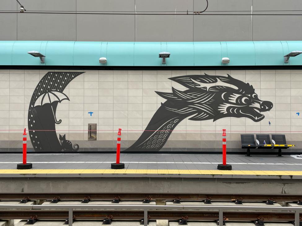 Metallic artwork of a dragon by Louie Gong