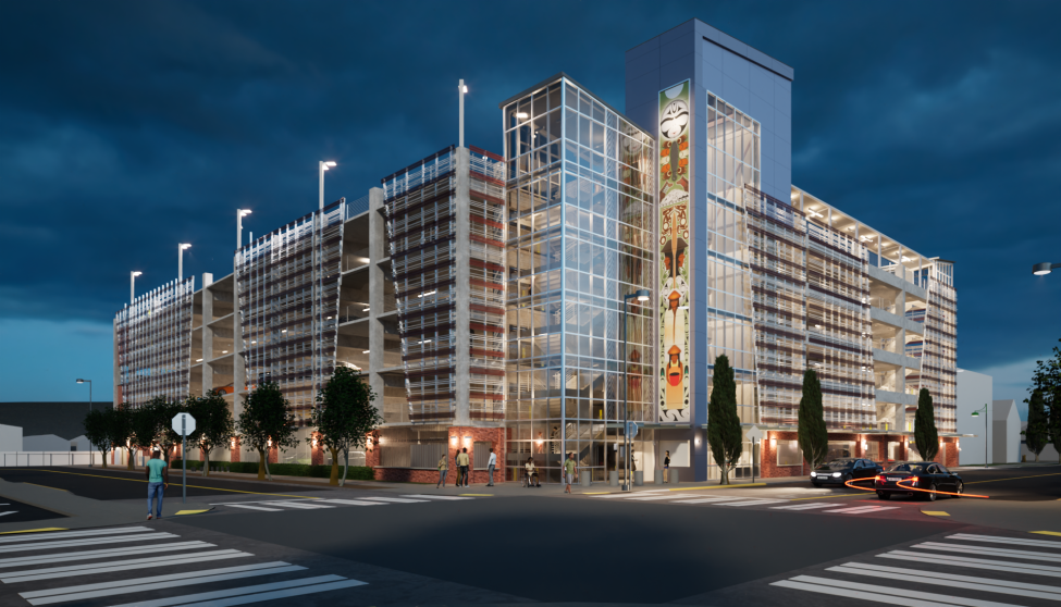 A rendering of the parking garage at the Auburn Sounder Station