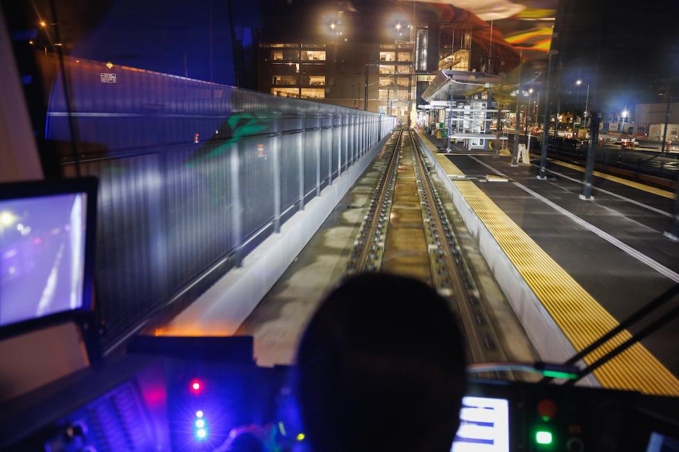 An operator's POV of the Marymoor Village Station and parking garage.