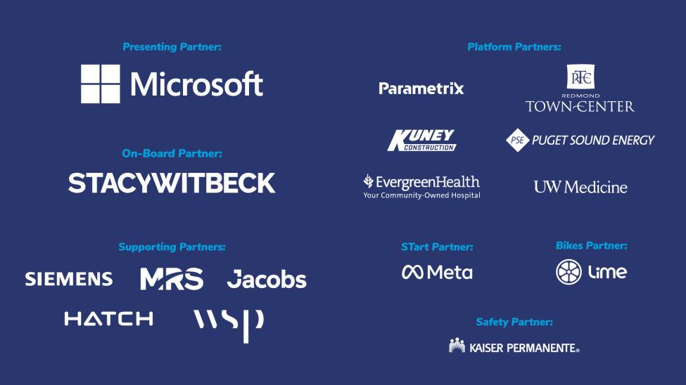 Logo block for the Downtown Redmond Link Extension Opening Event showcasing the logos of 16 event partners