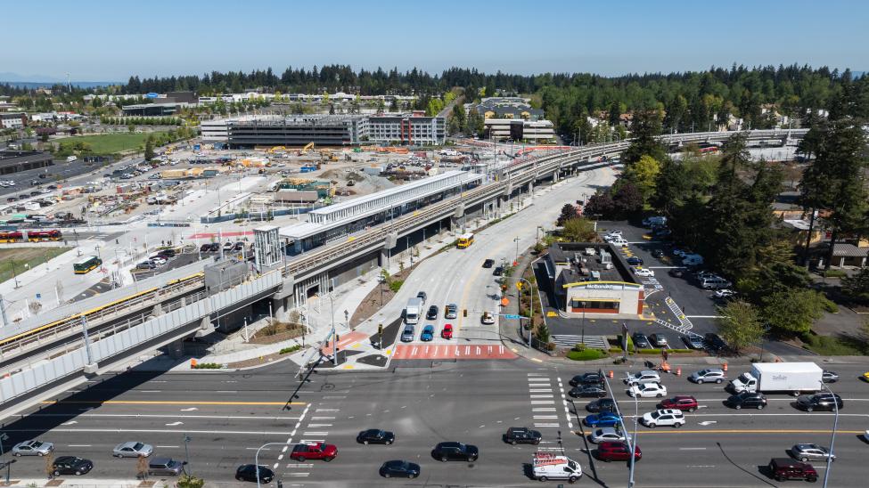 Construction progress in the Federal Way Downtown Station area