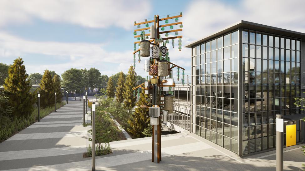 A rendering of a sculpture outside Star Lake Station