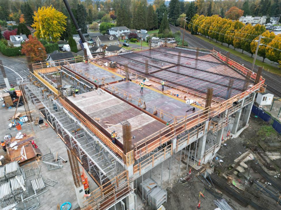 A multilevel parking structure under construction
