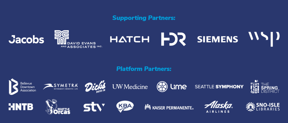 A graphic shows the logos of six supporting partners and 16 platform partners