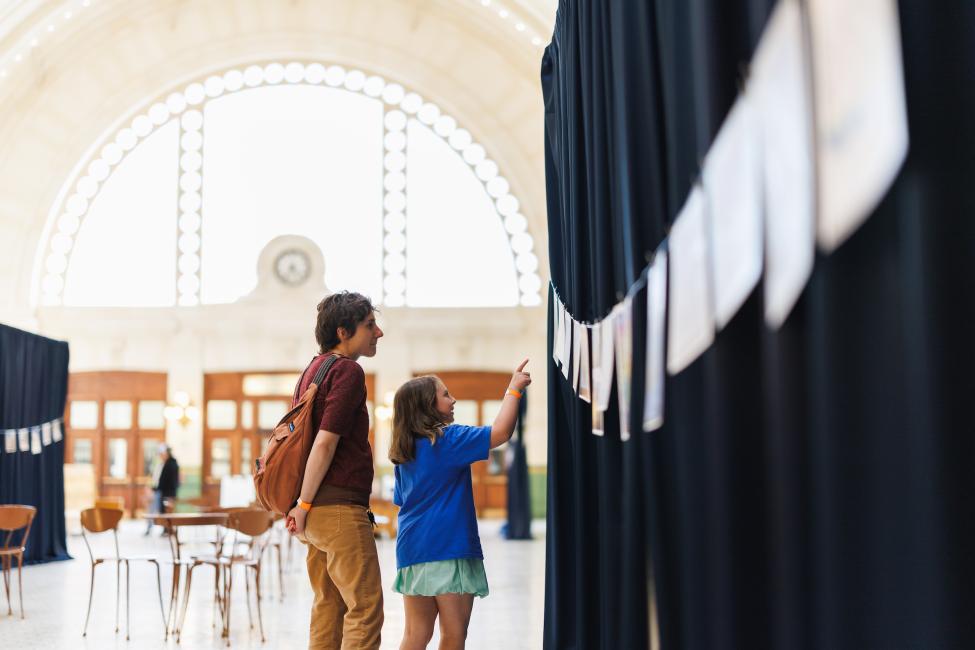The Sound Transit art walk gallery and safety poster contest in the Joni Earl Great Hall in Union Station on May 7, 2026.