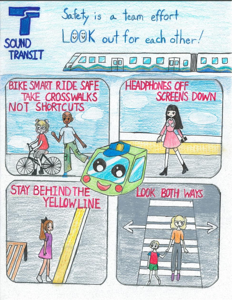 Safety Poster Contest art by Miya M. 4th Grade 2nd place