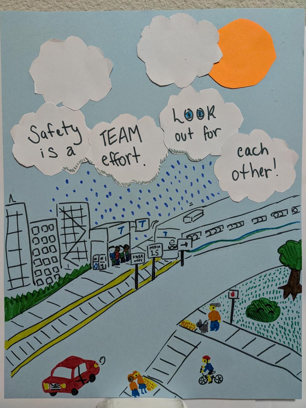Safety Poster art contest Serena Q. 7th grade 1st place