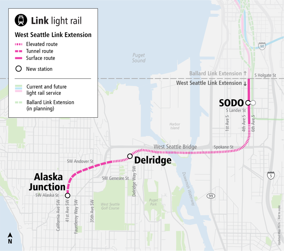 Map of the West Seattle Link Extension