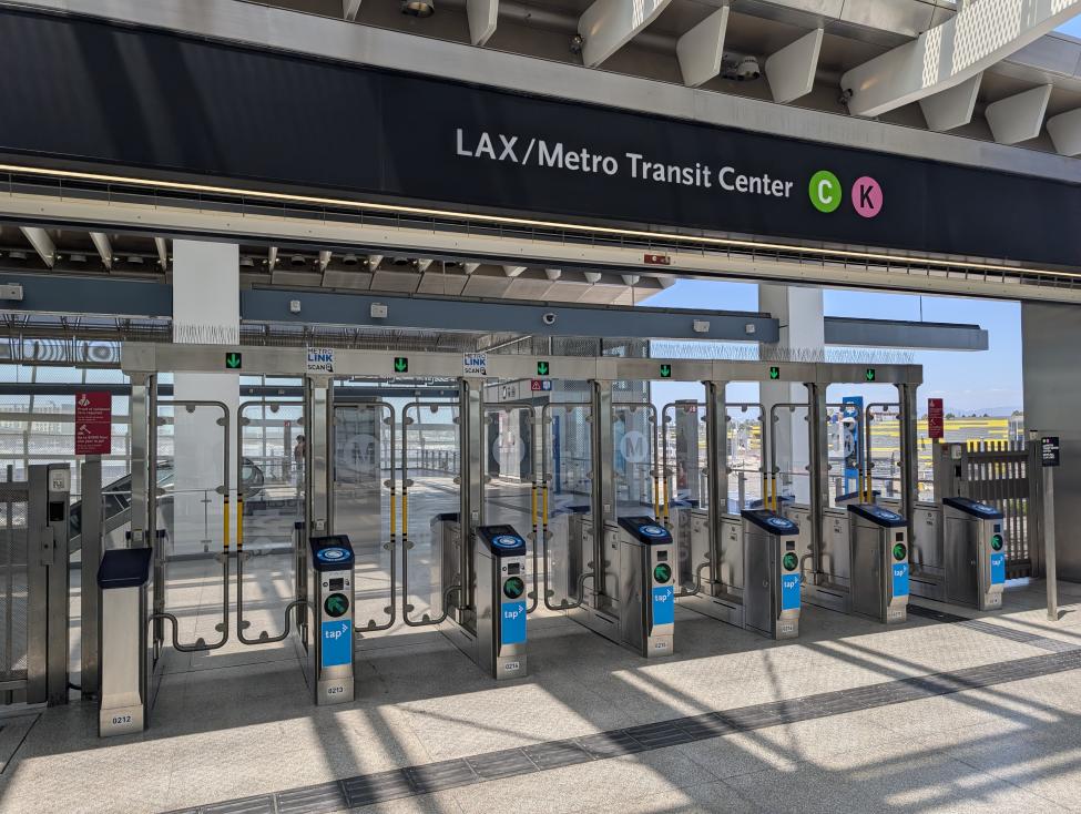 Fare gates at LAX/Metro Transit Center in Los Angeles