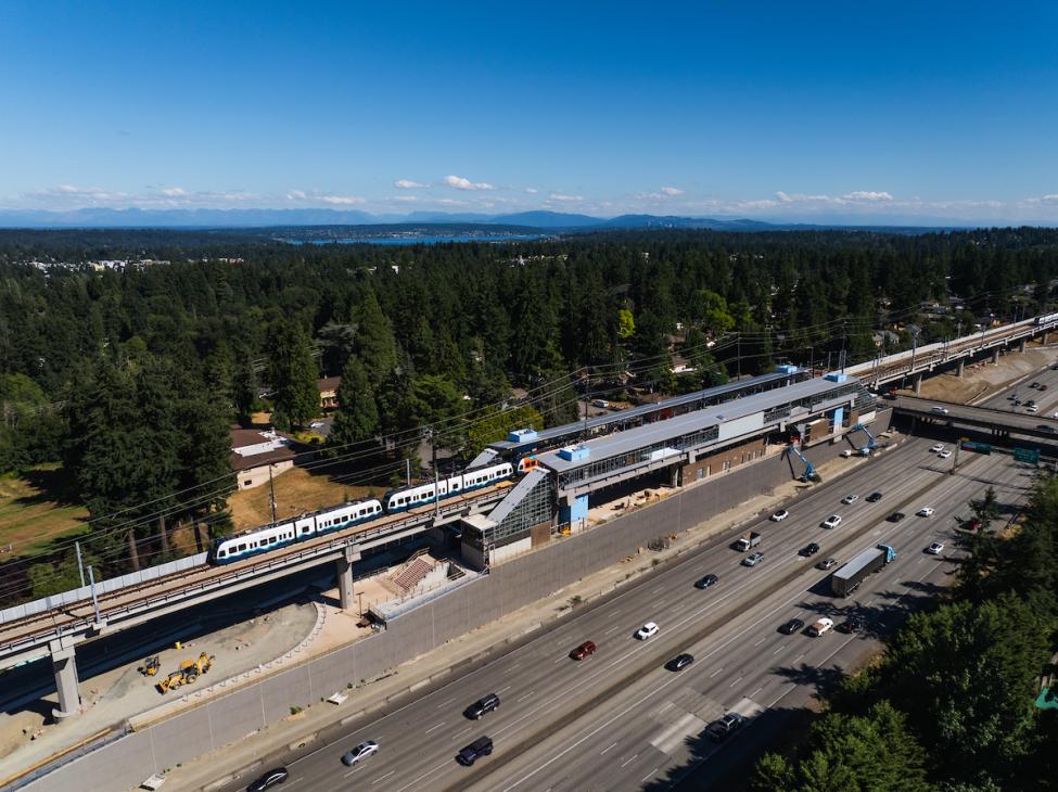 A drone shot of Pinehurst Station in 2026