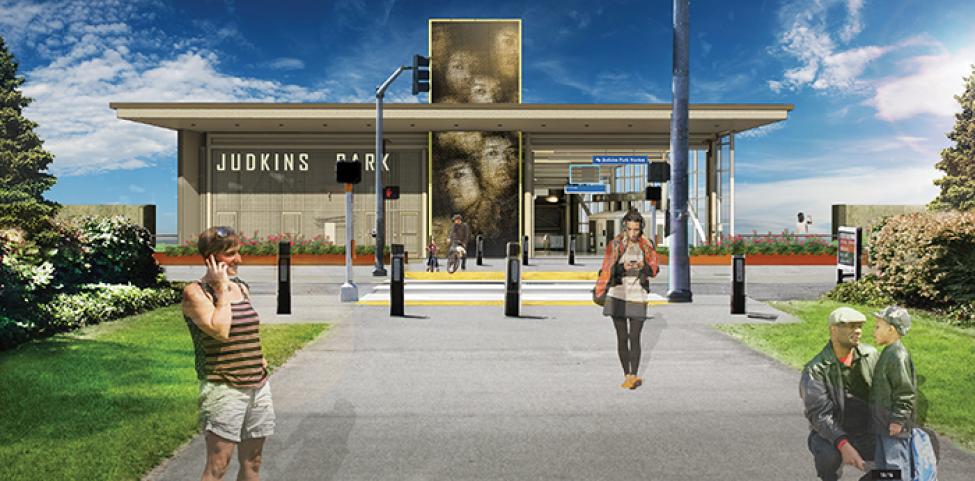 Artwork at the 23rd Avenue entrance to the future Judkins Park Station