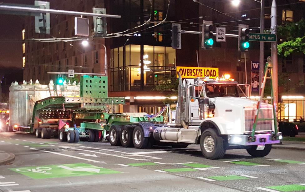 Northgate Link Extension Project moves the shield section of TBM #1 from the University of Washington Station to the future U District Station site.