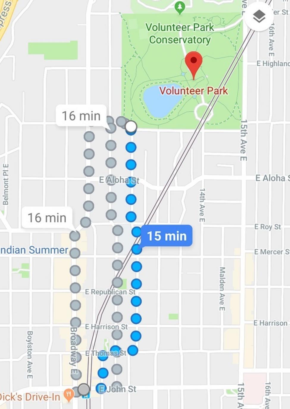 Walking directions to Volunteer Park from Capitol Hill Station
