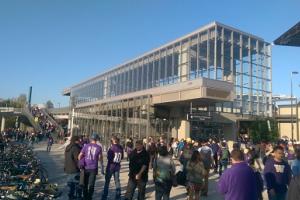 UW station is crowded before and after Husky games