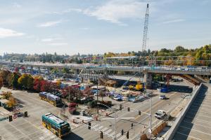 Northgate station under construction in fall, 2018