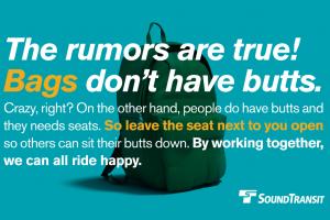 Seats are for butts, not bags.