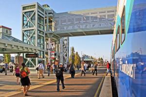 Passengers deboard the Sounder train at the Auburn Station.