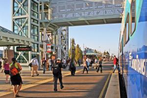 Passengers deboard Sounder at Auburn Station.