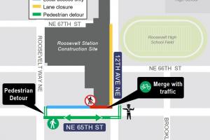 Map of traffic control plan around Roosevelt Station