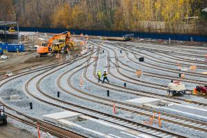 Construction is underway at Sound Transit's new rail yard in Bellevue.