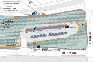 A map shows the Overlake Transit Center (between SR 520, NE 40th St and 156th Ave NE).