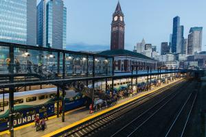 Sounder train ready to depart King Street Station 