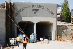 The tunnel portal south of downtown Bellevue near 110th Avenue Northeast and Main Street.