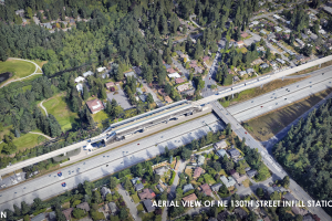 Aerial view of Northeast 130th Street Infill Station, Lynnwood Link Extension